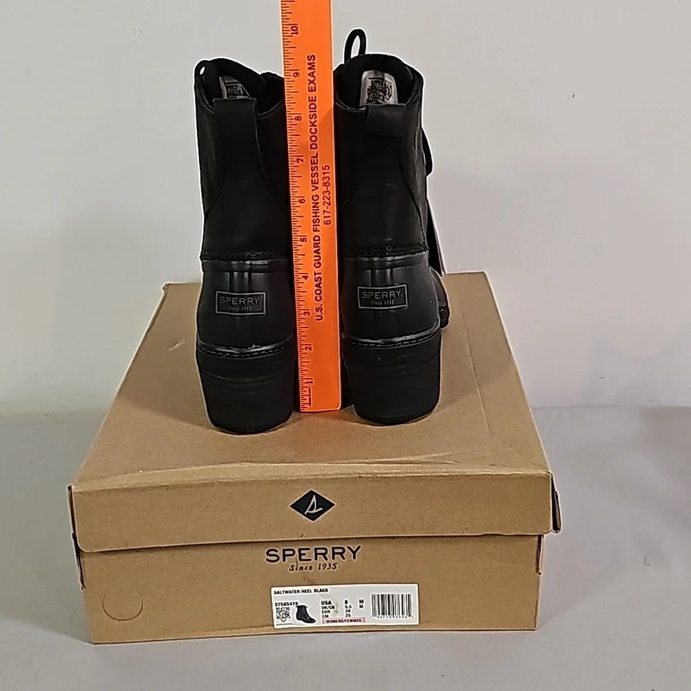 NEW Sperry Saltwater Heel Black Duck Boots Size 8M - Picture 3 of 8